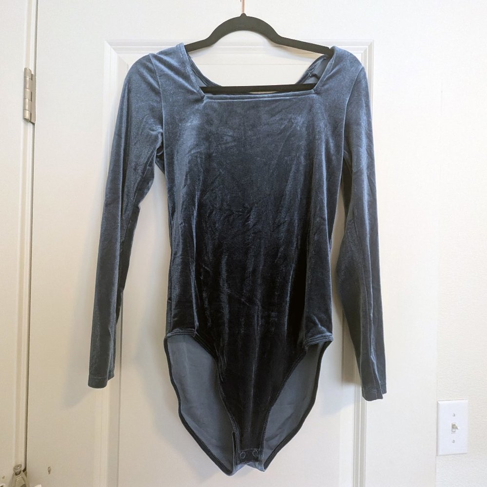 Square-Neck Velvet Bodysuit